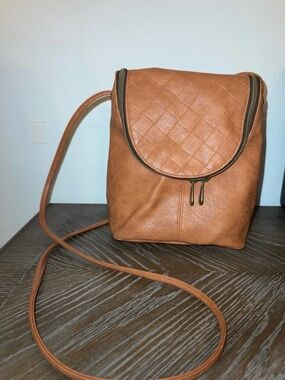 Vegan Leather Crossbody Bag Brown